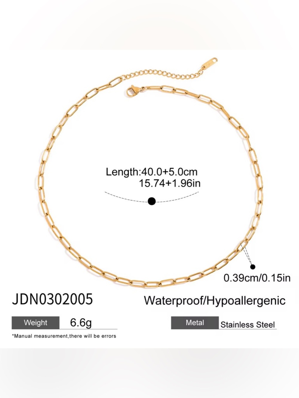 18K Gold Plated Paperclip Chain Neclace - Picture 5 of 6